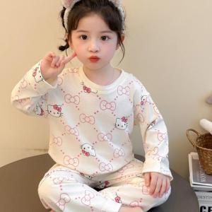 Christmas Gift Halloween Anime Anime Hello Kitty Children New Home Clothes Kawaii Girls Long Sleeves Trousers Sweet Student Pajamas Suit Girl Clothing