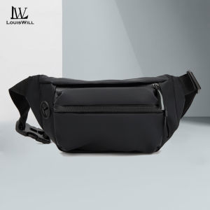 LouisWill กระเป๋ากระเป๋าสะพายไหล่ความจุมากกระเป๋าคาดเอวกระเป๋าคาดหน้าอกของผู้ชายกระเป๋าสะพายข้างสะพายไหล่ทนทานต่อการสึกหรอกระเป๋าข้างกระเป๋าคาดหน้าอกพร้อมช่องเสียบหูฟัง