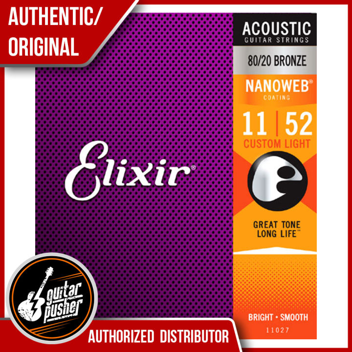 Elixir Acoustic 80 20 Bronze Acoustic Guitar Strings with NANOWEB