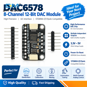 Diymore DAC6578 DAC7578 8-Channel I2C DAC Module Breakout STEMMa QT/Qwiic Compatible Unwelded Header Pins for Arduino Raspberry Pi