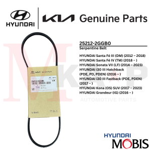 [ORIGINAL] Serpentine Belt Fits Hyundai Santa Fé Sonata i30 Kona Grandeur (25212-2GGB0)