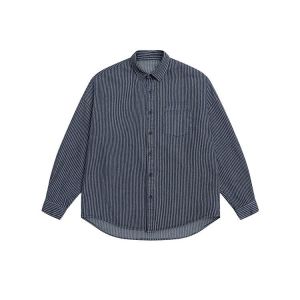 เสื้อเชิ้ตแขนยาวผ้ายีนส์ลายทางแบรนด์แฟชั่นสำหรับผู้ชายฤดูใบไม้ผลิและฤดูใบไม้ร่วงลำลองสไตล์ญี่ปุ่น ciyboy เสื้อโค้ทสีฟ้า