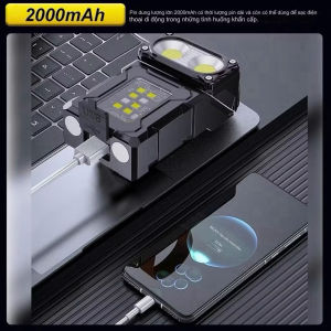 Đèn Pin Xoay Type-C Đèn sửa chữa Câu Cá Đi phượt có móc gài với tính năng nam châm mạnh mẽ và USB tiện lợi