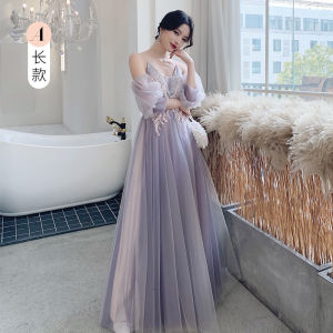 Female Formal Evening Long Dress Wedding Sisters Bridesmaid Slim Gracefully Graduation Debut Purple Gown For Women