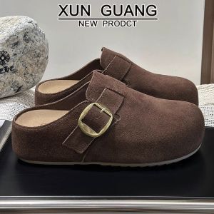 Free Shipping Thick-Soled Height-Increasing WomenS New Style Slip-On Mules With A Closed Toe Design Suitable For Wearing Outdoors