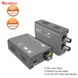 SDI 12G Fiber Extender 4K 60Hz over LC Fiber Optical cable 20Km HD SDI Video Audio Fiber Transmitter Receiver Extension with SFP