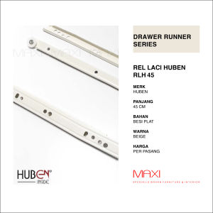 HUBEN RLH - 250/300/350/400/450/500/550/600 mm - Putih - Rel Laci Series