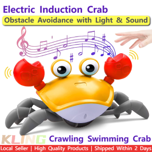 Cute Electric Induction Crab Music and LED Light Baby Toy Tract Crawling Swimming Water Bath Toys children day gift