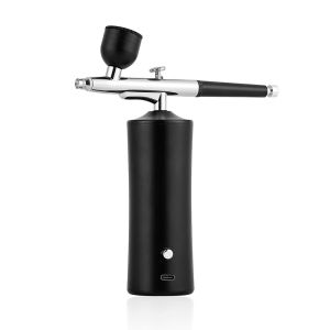 Alat Kecantikan Kit Airbrush Portabel dengan Kompresor Airbrush Genggam Isi Ulang Tekanan Tinggi 32PSI Airbrush Tanpa Kabel Profesional untuk Seni Kuku Riasan Dekorasi Kue Lukisan