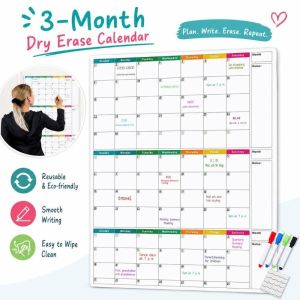 DIVATEN Dry Erase Wall Calendar At One Glance Large Size Schedule Planning Table  Laminated Surface 3 Months Calendar Wall