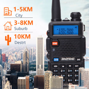 【FREE Earphone】2 Pcs BaoFeng UV-5R Portable Walkie Talkie Dual Band Two Way Radio Pofung UV5R Ham Radio Transceiver UV5R Promo Battery 1800mAh