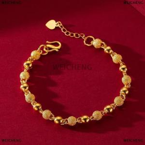 [COD] WEICHENG New Gold Plated Ball Beads Bracelet For Women Girls Fashion Chain Bracelet Wedding Jewelry Gift