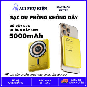 Sạc dự phòng không dây 5000mAh tích hợp nam trâm mỏng nhẹ an toàn dễ sử dụng