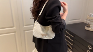 Fashionable Armpit Handbag With Bows Decors PU Leather Shoulder Bag For Shopping Work Event Travel Activity