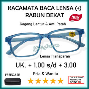 NEW - Kacamata Baca Lensa Plus Rabun Dekat - Ready Ukuran (+) 1.00 SAMPAI (+)3.00 - Model Kekinian Dengan Warna Biru Soft - Cocok Untuk Pria Dan Wanita -  Termurah