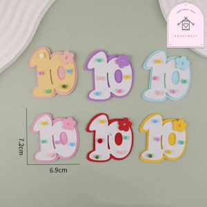 ป้ายตัวเลข ป้ายปักตัวเลข เลขวันเกิด ตัวเลข เลข1-10 ตัวเลขดอกไม้ ตัวเลข ตกเเต่งเค้ก สีสันสดใส (สุ่มสี)