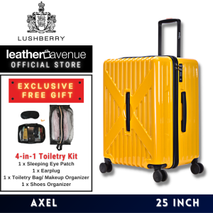 Lushberry AXEL【25 inch】Polycarbonate Trunk Luggage Travel Bags TSA Recognized Hard Case Hinomoto Japan Wheels Smooth SilentTravel Luggage Suitcases Big Capacity