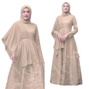 Pakaian lebaran gamis brukat 2025 terbaru gamis muslim mewah murah dress brokat matt tile mutiara Cavali Busana Muslim