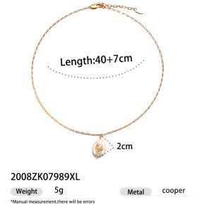 AE Jewelry copper plating 18K Gold French-style light luxury simple versatile pea-shaped natural freshwater pearl pendant necklace for women