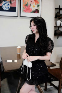 L_ Set bling kim sa cổ bẻ kèm chân váy phồng siêu xinh cho nàng dạo phố hẹn hò điều ưng