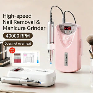 【New Upgrade】Electric Nail Drill Machine 40000RPM Rechargeable Nail Grinder Machine Nail Gel Polish Remover with 12 Grinder Heads Professional Electric Nail Polish Sander Accessories Set