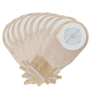 10pcs/box 15-65mm Cut Size Beige Cover Drainable one-piece System Ostomy Bag Colostomy Bag Pouch Ostomy Stoma