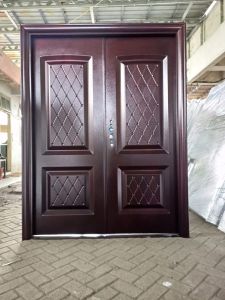 PINTU DOBEL UTAMA / DOUBLE UTAMA 1 SET DAUN PINTU + KUSEN + KUNCI + HANDLE + ENGSEL BAHAN BAJA TAHAN API KUALITAS INTERNASIONAL PINTU RUMAH HOTEL APARTEMENT GARANSI 5 TAHUN BISA COD