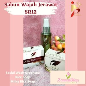 SR12 Sabun Wajah Jerawat Milky Rice Herbal Soap Dan Facial Wash Greentea Pembersih Muka Alami Cewek Atau Cowok Mengatasi Kulit Berminyak Berjerawat