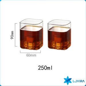 LoviRa High Temperature Resistant Square Transparent Glass Tea Milk Cup 250ml/400ml
