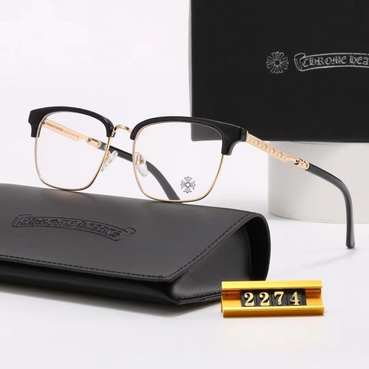 ◑ ongguanshiruihaomaoyiyoux 2023 New Fashion High-end Chrome Hearts Flat  light Mirror men/women Brand Designer Half frame eyeglasses 2274