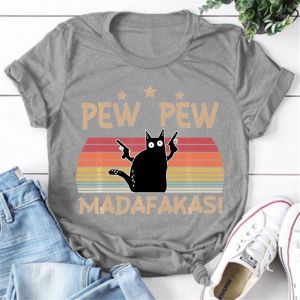 Fashion Funny Pew Madafakas Printed T-Shirts Women Summer Casual Short-Sleeved T-Shirts Round Neck Tops