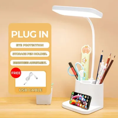 Goldstar LED Desk Lamp Rechargeable 3color Study Table Light For Room Dim Clip Lights With Storage