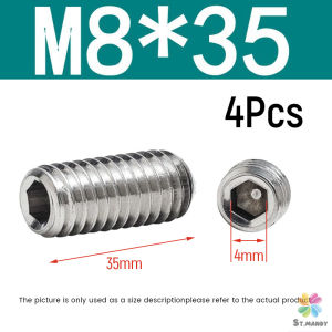 MD สกรู ตัวหนอน หกเหลี่ยม ปลายตัด สแตนเลส 304 เกลียวมิล หยาบ M8 Flat-End Set Screw