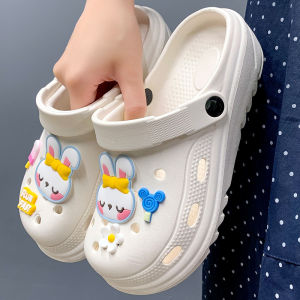 Free Shipping Cartoon Sleeping Bunny Clogs For Women Summer Fashionable Lightweight Cute Outdoor Nurse Breathable Closed-Toe Half Slippers In Stock