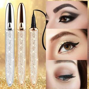 2 In 1 Magic Self-adhesive Eyeliner Diamond Bling Glitter Magic Pen Glue-free for False Eyelashes Waterproof Eye Liner