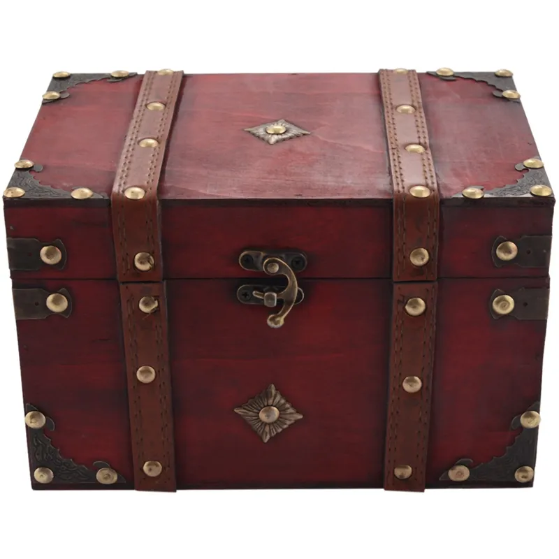 Retro Treasure Chest Vintage Wooden Storage Box Antique Style Jewelry  Organizer for Jewelry Box Trinket Box Big