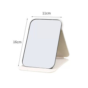 Vintage Folding Mirror PU Leather student Dormitory Office Makeup Desktop Dressing Portable Mirrors