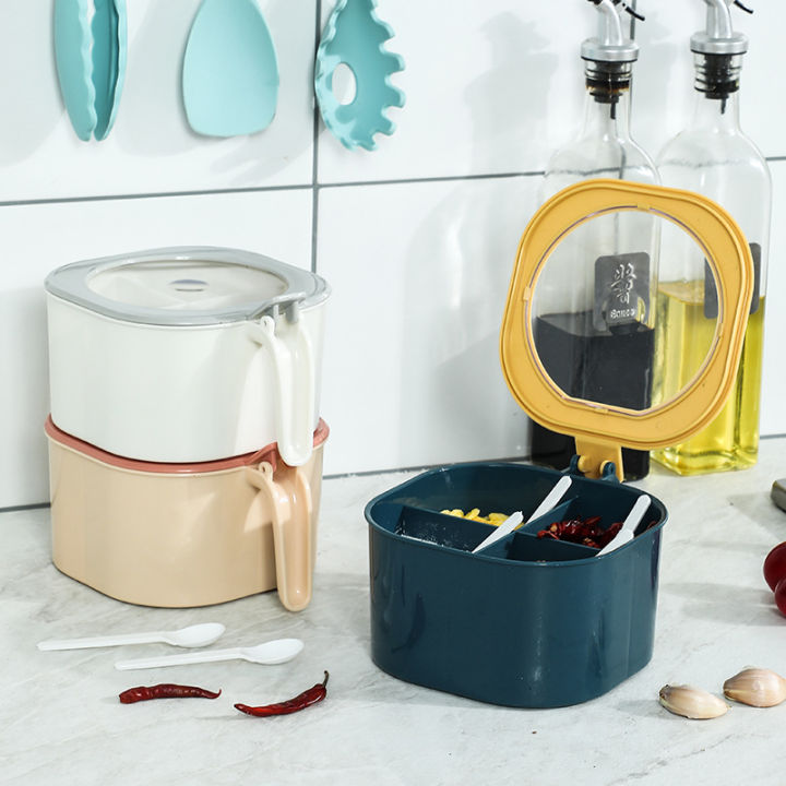 S9 Grids Plastic Seasoning Container Box Spice Box Salt,Pepper,Sugar  Organizer random color 1pcs Lazada PH