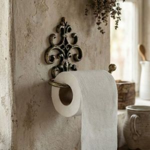 European Style Retro Tissue Rack Wall-Mounted Iron Paper Towel Holder Multi-functional Decorative Tissue Roll Rack Living Room