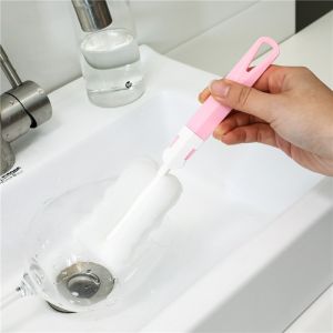Long Handle Cleaning Brushes with Detachable Sponge for Feeding Bottle Water Cup Glass Wine Bottle Mug Plastic Clean Tools Homehold Mother Use