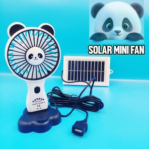 GOSPER MINI Multifunctional SOLAR FAN Handheld Desk Clip Fan with Cute Panda Design Portable USB Charging Option