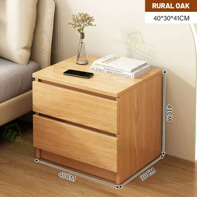 Bedside Table With Drawers Wood 40cm 2 Layers Mordern Design Simple Storage Cabinet Bedroom Hotel Rooms Rented House Small Bedside Cabinet Nightstand organizer