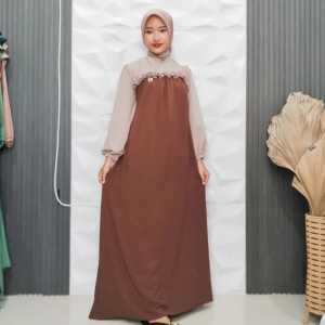 Dress Divana Gamis Crinkle Airflow Premium Dress Kombinasi Dua warna Gamis Wanita Dewasa
