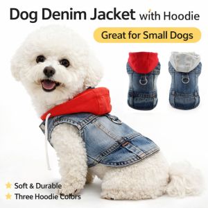 MINIYX Tuyệt vời Áo vest jean cho chó Vải denim với vòng D-Ring Áo khoác dây đai cho chó con Thời thượng Thoáng khí Áo hoodie chó mùa xuân Dành cho chó nhỏ và vừa