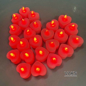 Combo 10 đèn NẾN TRÁI TIM màu ĐỎ VỎ TRẮNG điện tử nhỏ lãng mạn LED cầu hôn đạo cụ đèn trang trí tiệc cưới sinh nhật