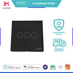 BARDI Smart Wall Switch EU3 Gang HITAM Saklar WiFi Touch Sentuh