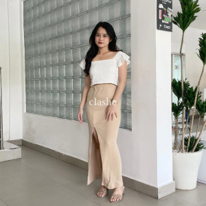 Yema Skirt Rok Rib Wanita Korean Style Terbaru Kekinian Viral by Clashe