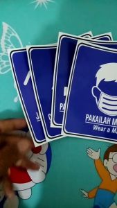 Stiker Vinyl 15x15: PAKAILAH HAND SANITIZER JAGALAH KESEHATAN SOCIAL DISTANCING SIGN RAMBU K3