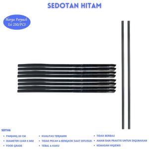 Sedotan Hitam Lancip Sedotan Steril Higienis Bungkus Plastik (Isi 250 Pcs-SDTH6)