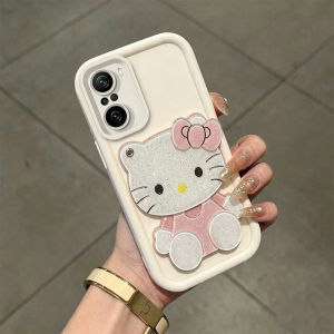 PBZZ Case for xiaomi poco F3 phone casing Softcase Silicone shockproof Cover new design aesthetic cute pink cat mirror with holder for girl JTMJZJ2